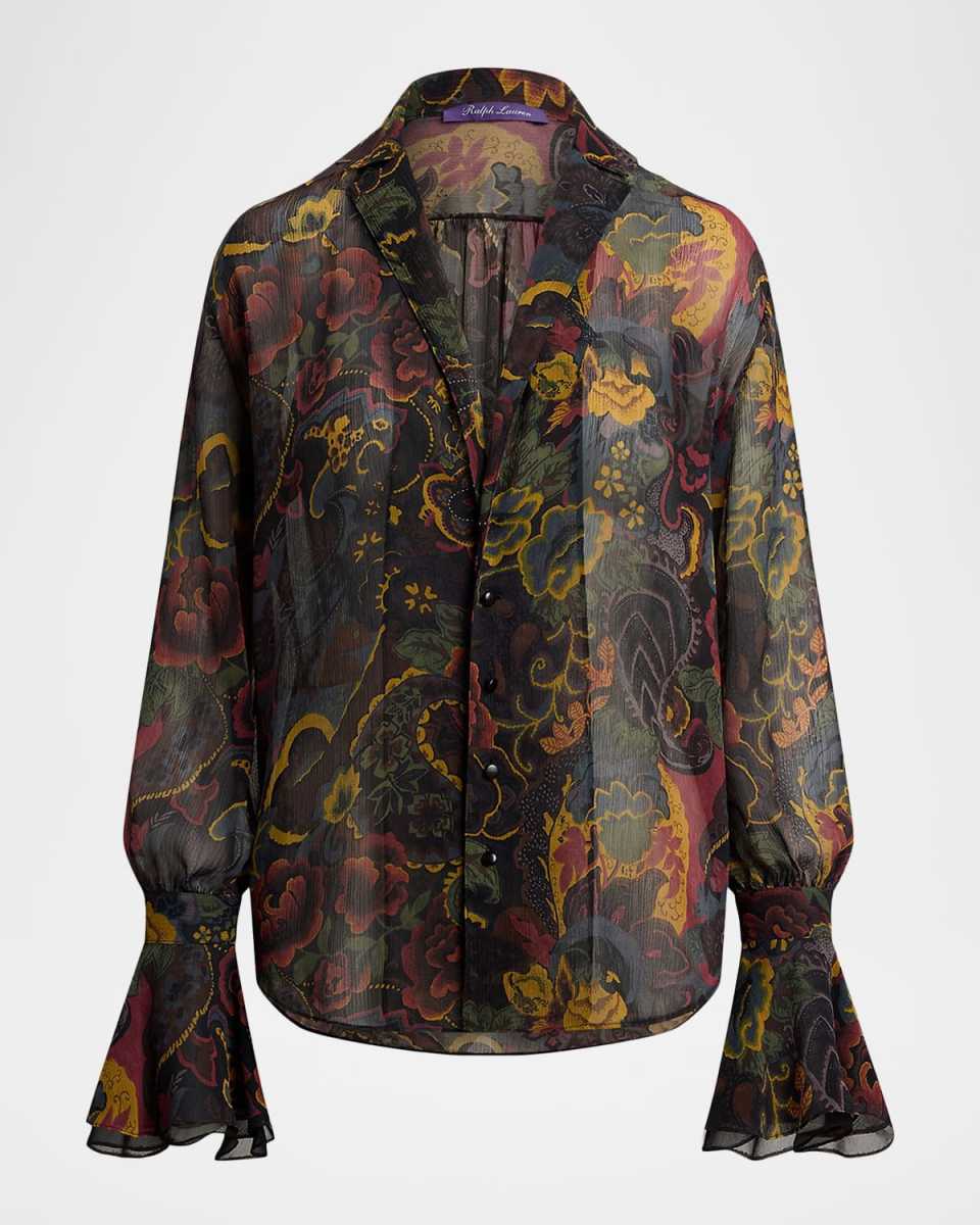 Jolie Ruffle Crinkle Chiffon Blouse